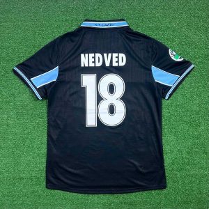 Camisa Retrô Lazio Away II 98/99 – Nedvěd #18 – Pr...