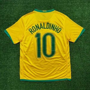 Camisa Retrô Brasil Home I 2006 - Amarela -Ronaldi...